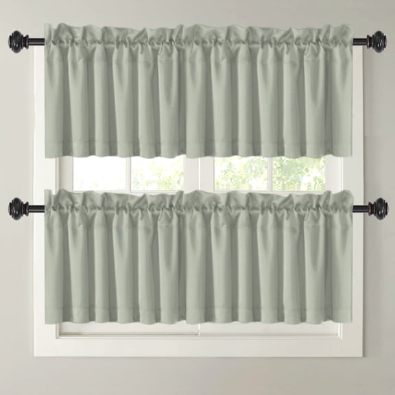Primebeau Blackout Window Valances - Rod Pocket - 2 Panels, 52 in x 18 in, Sage