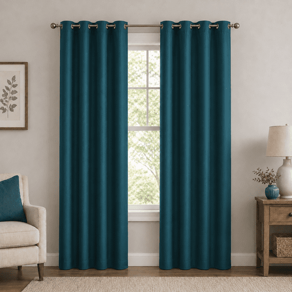 Primebeau Thermal Insulated Blackout Curtains - Grommet - 2 Panels, 52 in x 96 in, Dark Teal