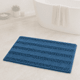 thumbnail image 1 of Primebeau Chenille Shaggy Rug Striped Bath Rugs, 20" x 32", Machine Washable, Turquoise Blue Color, 1 of 7