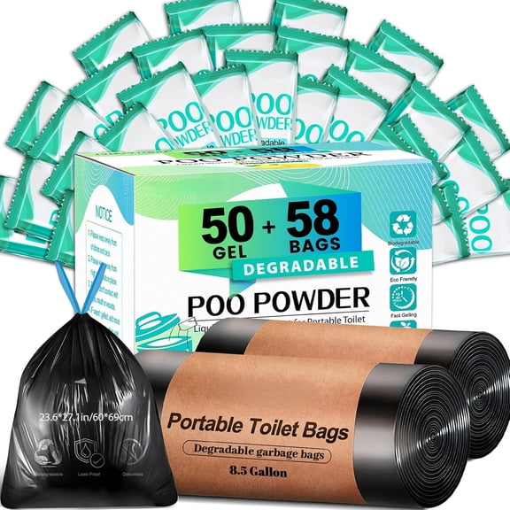 Primecook Shop Poo Powder for Portable Toilet Gel Powder, Camping Toilet Gel | Pee Powder, Eco Toilet Gel for 650ml Urine/10g, Toilet Gel Powder for Outdoor Camping and Hiking