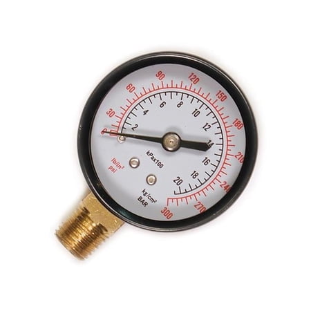 Primefit 0-300 PSI 0.25 in. NPT Pressure Gauge Bottom Mount, Multi Color