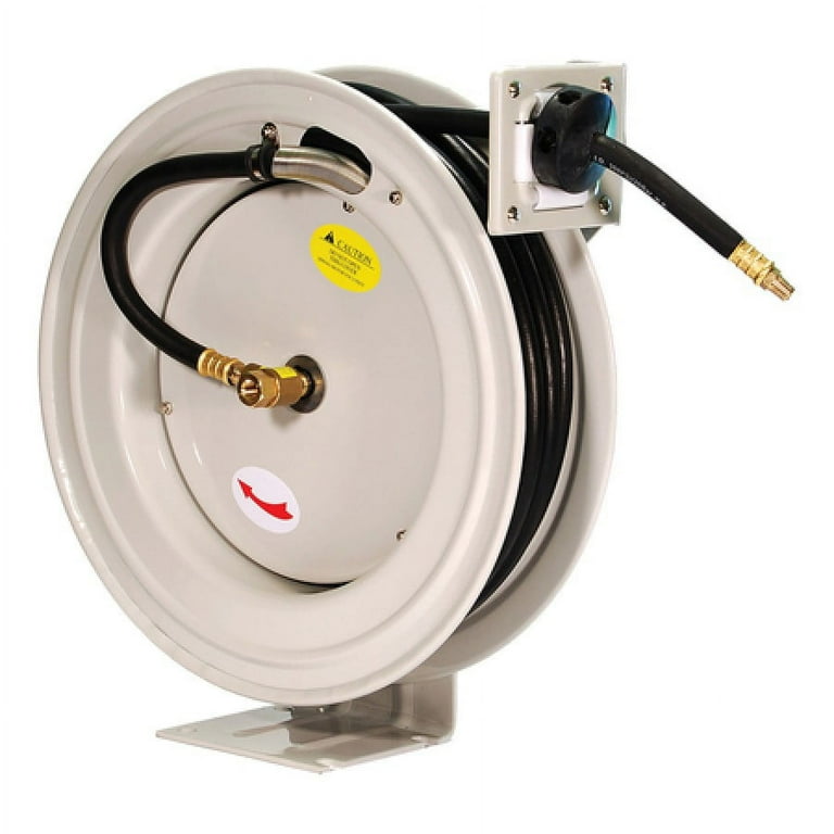 Primefit HRRUB380503 Industrial-Grade Retractable Air Hose Reel with 50' Rubber Air Hose Primefit HRRUB380503 Industrial-Grade Retractable Air Hose Reel with 50' Rubber Air Hose
