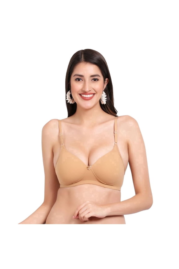 -Women's Wireless Seamless T-Shirt Bra, Full Coverage Everyday Comfort – Skin,34B