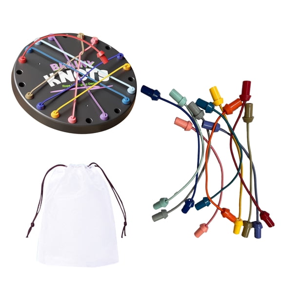 Primegos 1/2/3 Sets Brainy Knots Rope Untangling Game Logic Thinking Twisted Rope Challenge Board Game Kids Adults Educational Elastic Rope Unhitching Toy