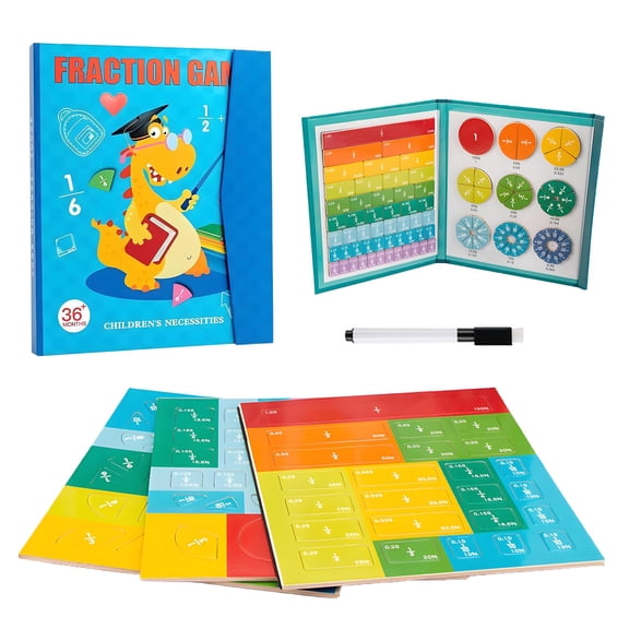Primegos 1/2 Sets Magnetic Fraction Tiles Circles Percentage Decimal Fraction Learning Math Manipulatives Elementary Students Teaching Aid Educational Fraction Puzzle