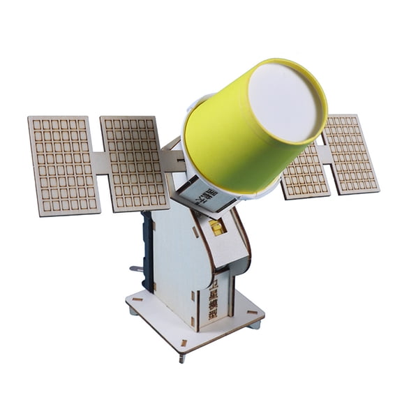 Primegos 1 Set DIY Artificial Satellite Model Kit Educational Handmade Wooden Puzzle Satellite Model Kids Science Exploration Projects STEM Toy