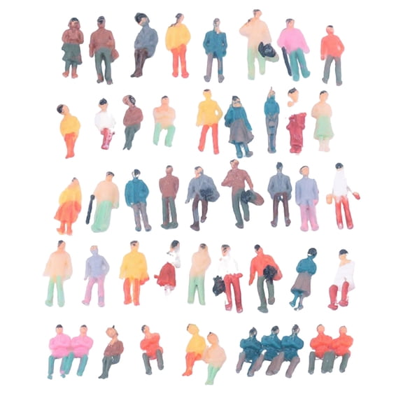 Primegos 100Pcs Mini People Figurines 1/100 Scale Hand-painted Tiny Sitting Standing People Figure Models Miniature Scenes Architectural Project Dollhouse Accessories