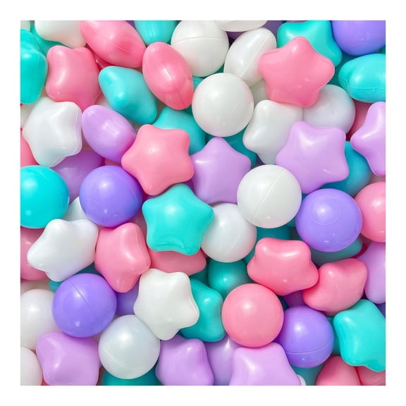 Primegos 100Pcs Ocean Ball Pit Balls Safe Star Balls for Playrooms Sensory Perception Toys Coordination Training Balls for Kids Bounce House Accessories