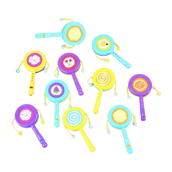 Primegos 10Pcs Baby Rattle Toy Infants Hand Rattle Sensory Toy Spin Drum Shake And Rattle Toy for Newborns Early Education Sensory Development