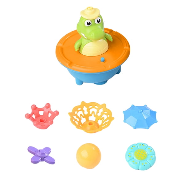 Primegos Automatic Spraying Crocodile Bath Toy LED Light & Rotating Shower Head Fun Bathtub Fountain Toy for Boys Girls