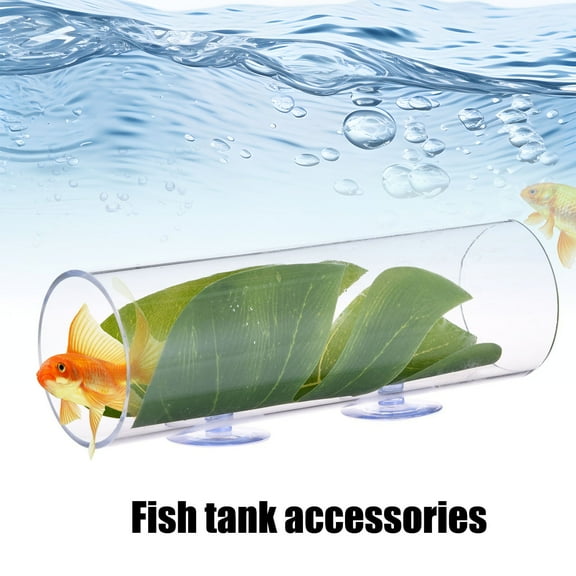 Primegos Betta Fish Tube Tunnel Acrylic Betta Fish Shelter Hideaway Cave with Leaf Pad Shrimp Hideout Tube Aquarium Decor Fish Tank Accessories