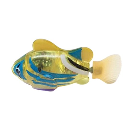 Primegos Electric Swimming Fish Toy with LED Light Waterproof Battery Powered Simulation Fish Toy Slowing Sway Baby Bath Pet Cat Fish Toy