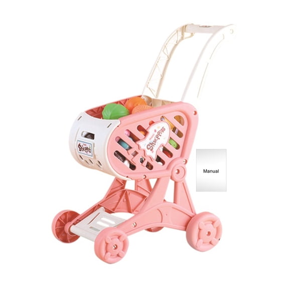 Primegos Kids Supermarket Shopping Cart Trolley Toy Children Pretend Play Toy Role-Playing Games Toddlers Christmas Birthday Gifts