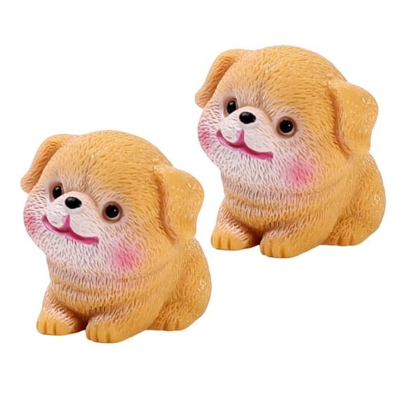 Primegos Mini Resin Figurines Small Decorative Figurines 2pcs Mini Dog Figurines Cute Resin Puppy Miniature Figures Small Ornaments for Micro Landscape Diy