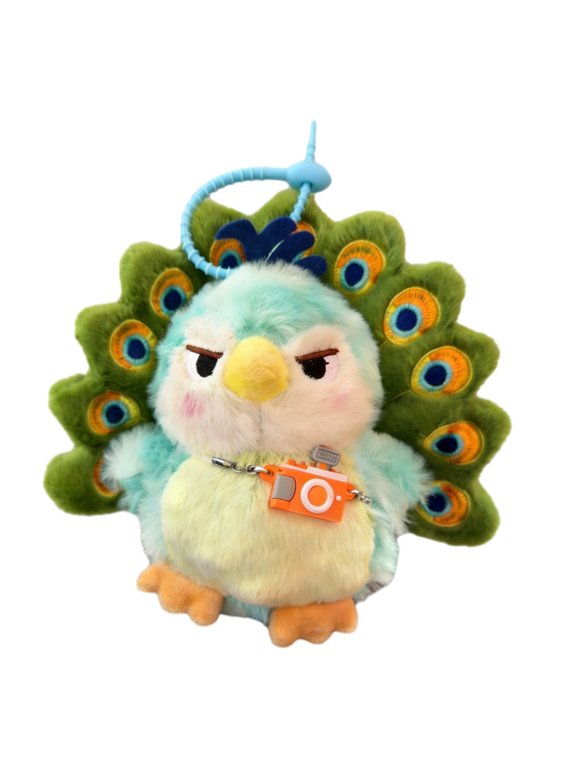 Peacock Plush Keychain, Cute Green Stuffed Animal Bag Charm, Soft Backpack Pendant for Women Girls, Fashionable Handbags Schoolbags Accessory