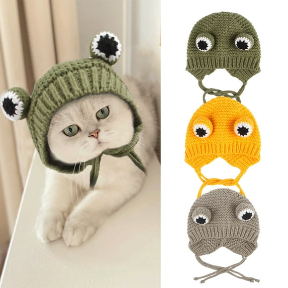 Primegos Pet Hat Adjustable Cute Cartoon Shape Dog Cat Knitted Hat Party Photo Props Decoration for Autumn Winter