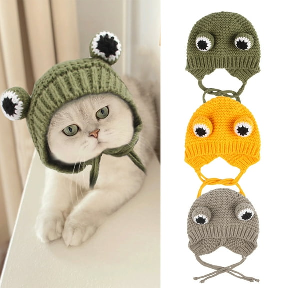 Primegos Pet Hat Adjustable Cute Cartoon Shape Dog Cat Knitted Hat Party Photo Props Decoration for Autumn Winter