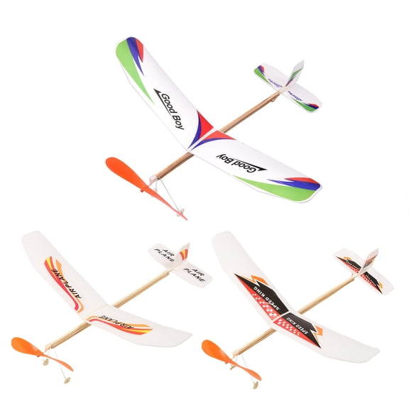 Primegos Rubber Band Powered Aircraft Model Kids Educational Throwing Glider Airplane Toddlers Boys Girls Outdoor Flying Plane Toy