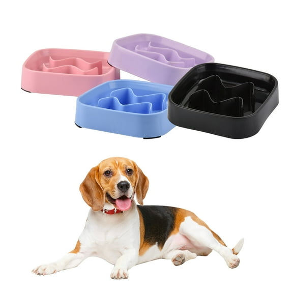 Primegos Slow Feeding Pet Bowl Anti-Choking Design Spill-proof Deep Pet Food Dish Square Pet Slow Down Eating Bowl