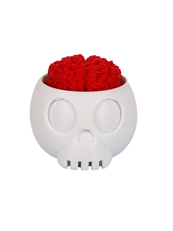 Stress Relief Toys 3D Printed Skull Brain Keychain Fidget Toy with Crisp Pressing Sound Portable Pendant for Backpack Bag Keys Unique Gift for Teens Adults