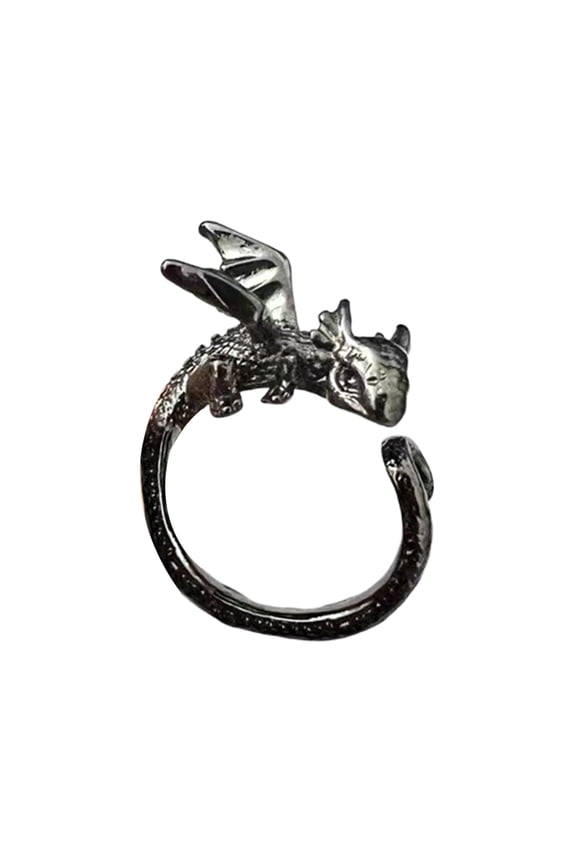 Vintage Punk Rings for Women Men Gothic Rings Flying Dragon Gothic Rings Alloy Open Adjustable Rings Jewelry