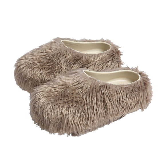 Primegos Women Fuzzy Mules Faux Fur Plush Slippers Fluffy Long Hair Slip-on Slides Non-Slip Home Shoes for Street Running Errands