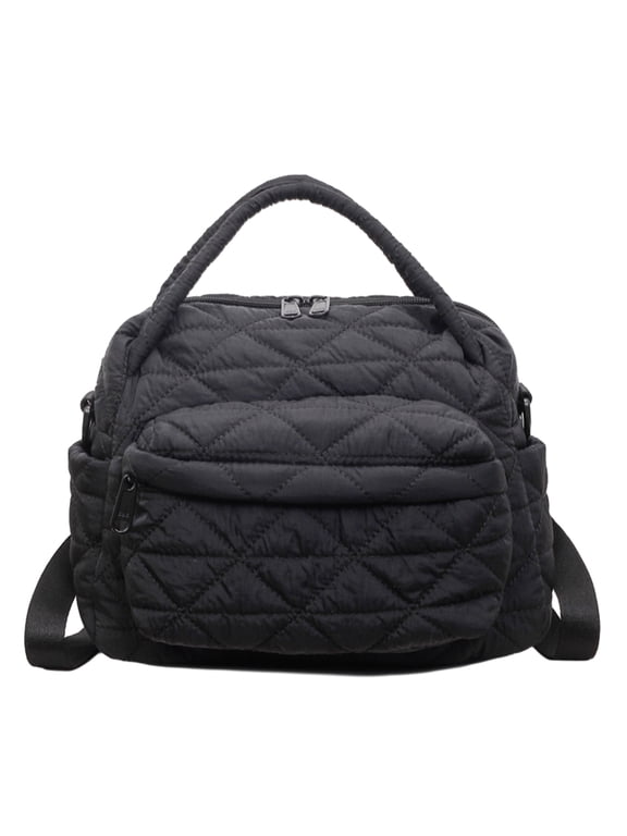 Women Quilted Sling Backpack Convertible Shoulder Bag Crossbody Purse with Handles Handbag for Travel Work Daily Errands