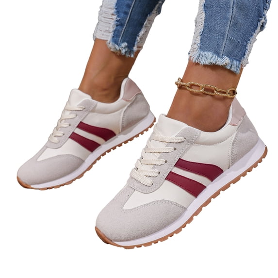 Primegos Women Tennis Shoes Lightweight Arch Support Flat Sneakers Slip-On Workout Running Shoes for Sports Daily Outings