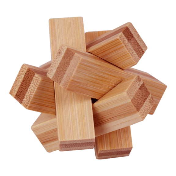 Primegos Wooden Brain Teaser Puzzle Toy IQ Test Logic Training Luban Kong Ming Lock Kids Adults Bamboo 3D Burr Puzzle Interlock Unlock Game Educational Toy