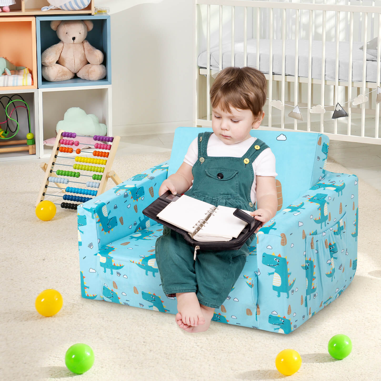 Primejoy 2in1 convertible baby sofa, children's recliner sofa