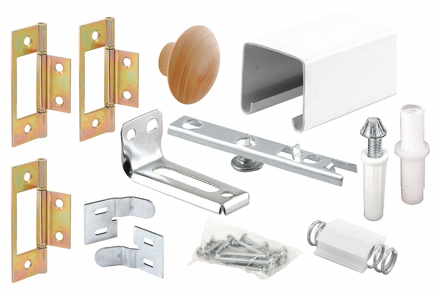 White Painted Steel Bi-Fold Closet Door Track Kit
