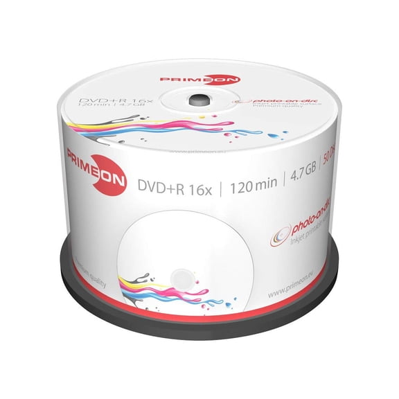 Primeon DVD+R 4.7GB/120min/16x Cake Box, Photo-on-Disc, Inkjet Full Size Printable Surfac (DVD)