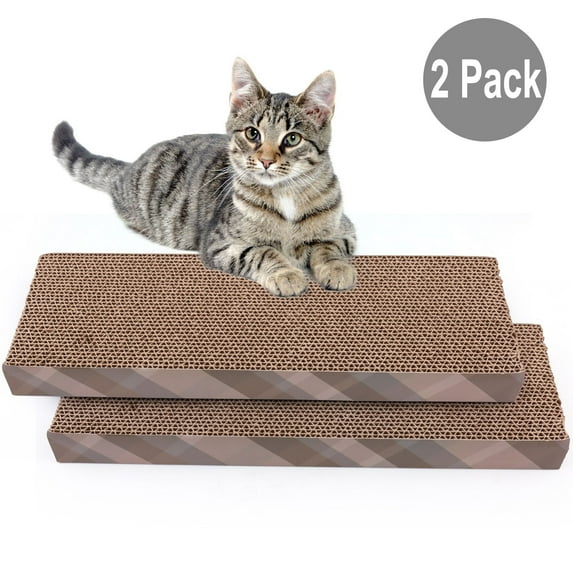 Prime Pets 2 Pack Cat Scratcher Cardboard with Catnip, Reversible Corrugate Cat Scratching Pad