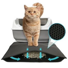 YAOXI Pet Cat Litter Mat,Extra Large Size, Silicone Non-Slip Waterproof Cat  Litter Trapping Mats Pet Table Food Mats for Cat and Dog Bowls,60 x 90 cm  (Grey)