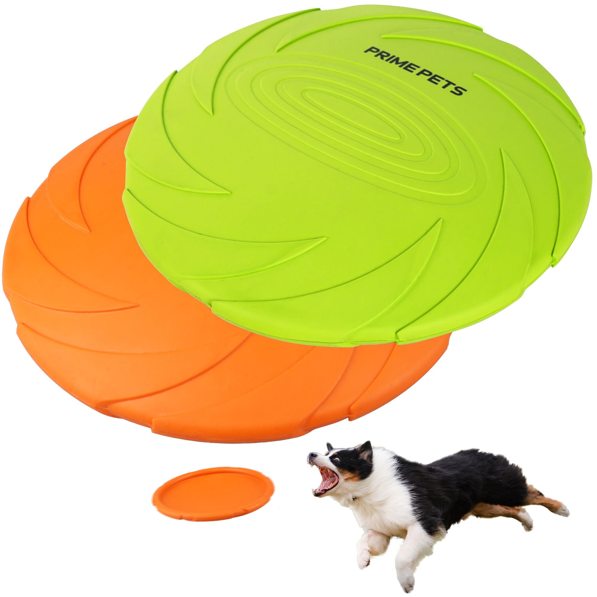Primepets 2Pcs Soft Pet Rubber Dog Frisbees, 7in Durable Flying Disc