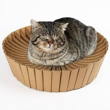 Primepets Round Cardboard Cat Scratcher Box, Corrugated Removable Cat Circle Bed