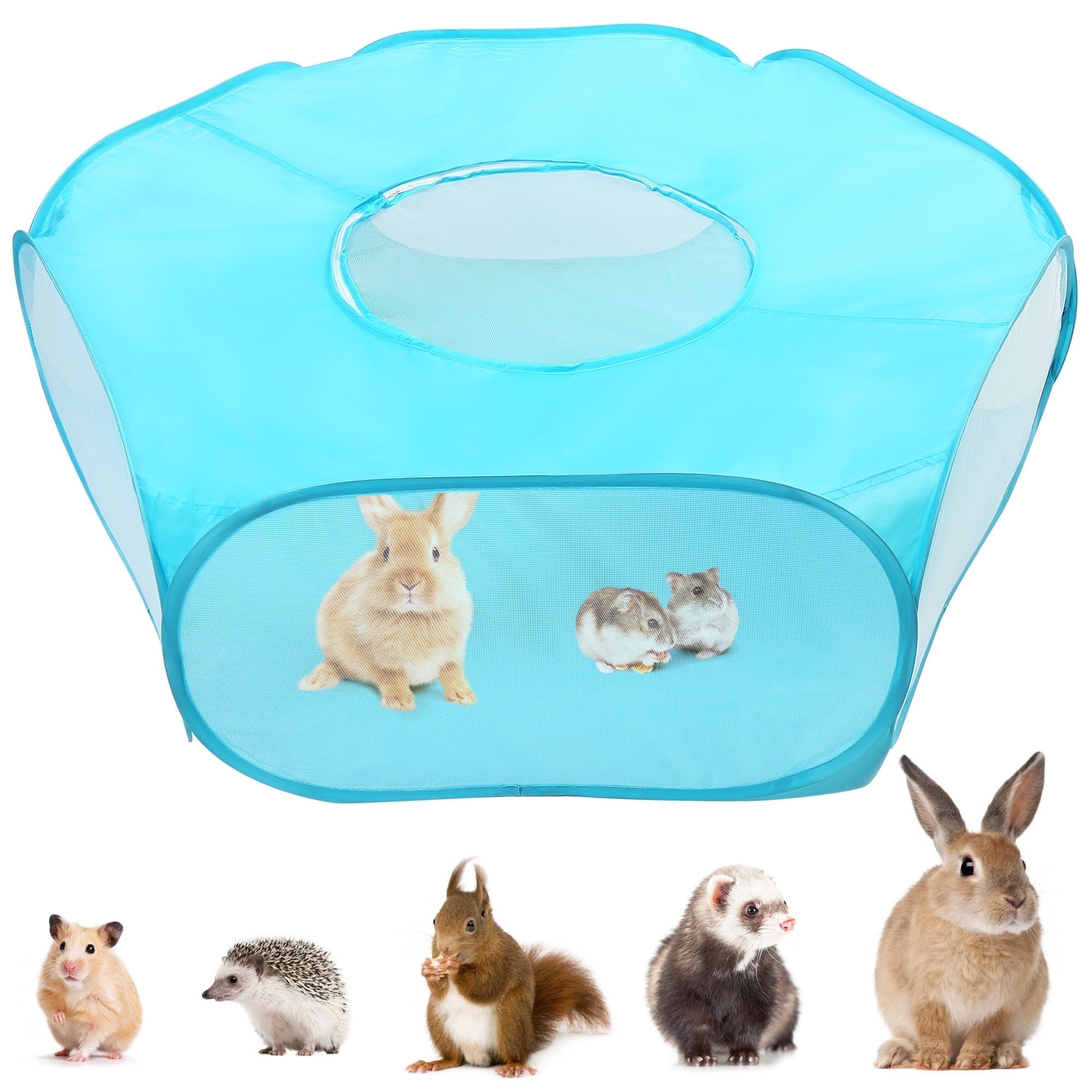 Prime Pets Play Pen for Small Pets, Dog Cat Playpen w/ Zipper Top for Puppy, Small Animals Tent Cage