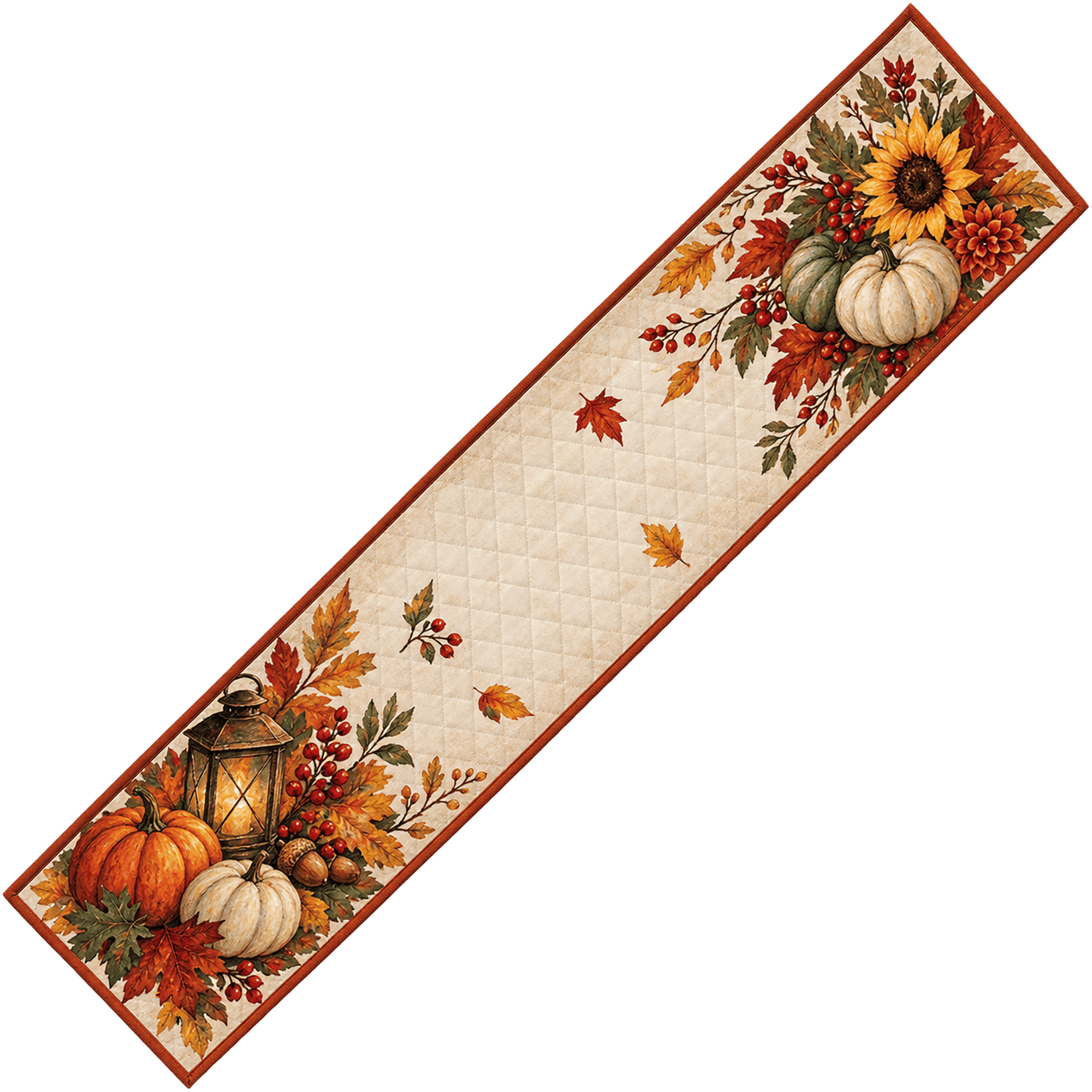 Paper Table Runner Fall Primeprint Custom LLC Autumn Pumpkin Lantern Quilted Table Runner, Fall ...