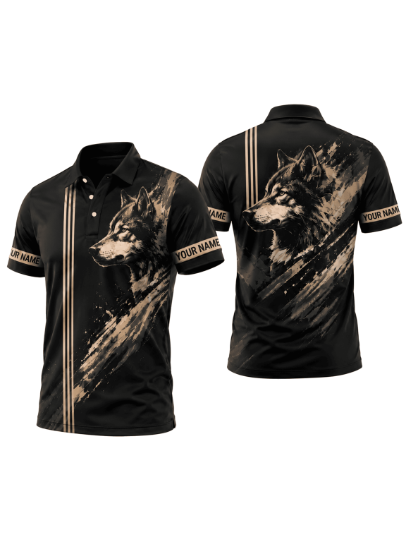 Personalized Wolf Graphic Unisex TShirt 3D, Black Wildlife Top