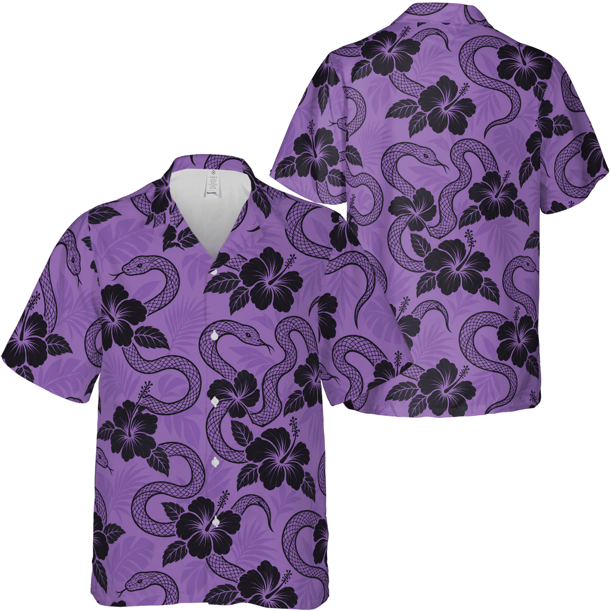 Prim Purple Primeprint Custom LLC Purple Snake Hibiscus Hawaiian Shirt, Tropical ...