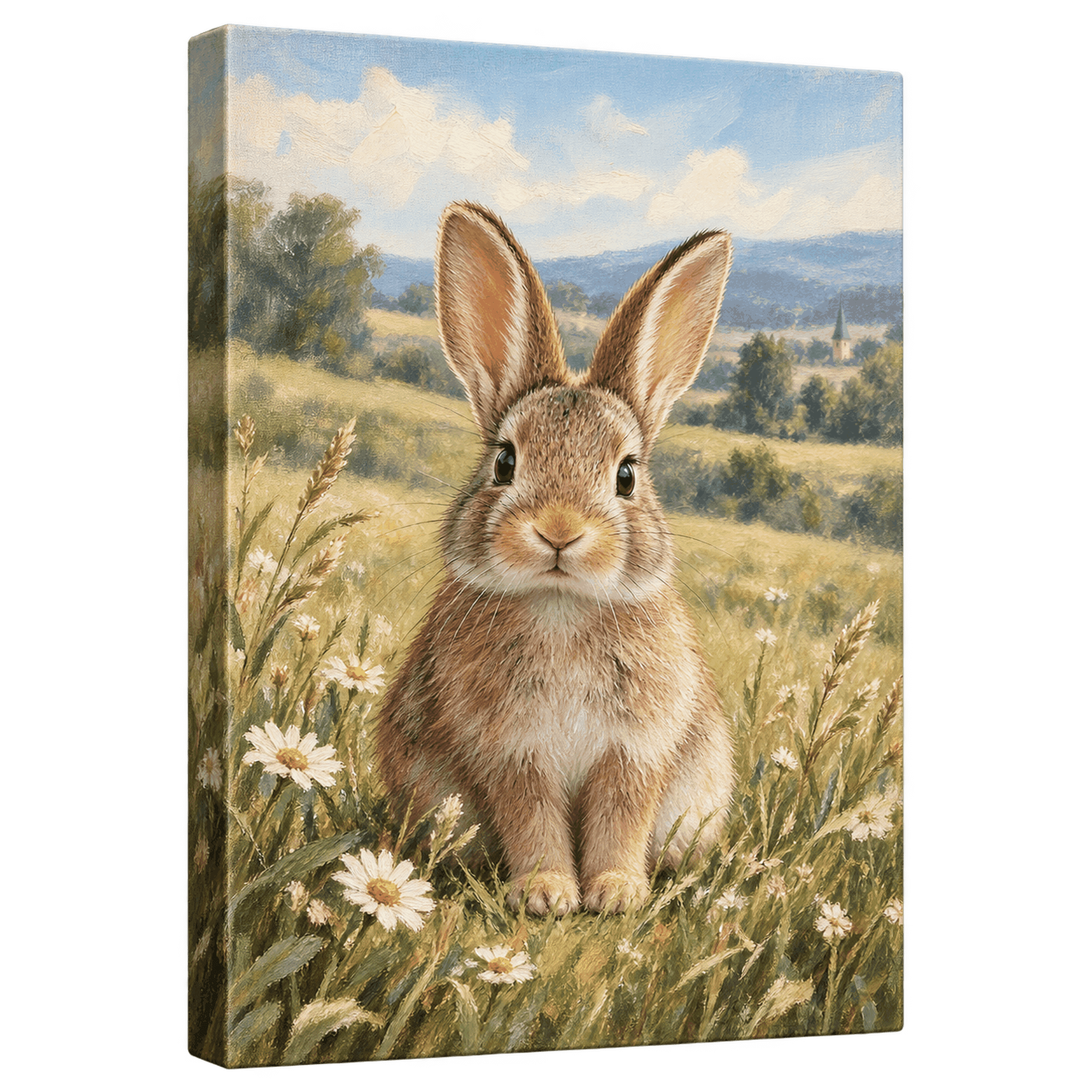 Primeprint Custom LLC Rabbit Daisy Meadow Canvas 1.5in, Cottage Animal