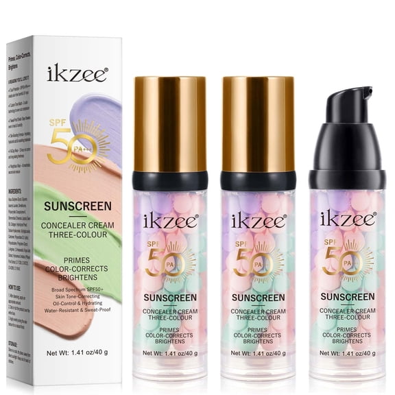 Primer for Face Before Makeup, SPF 50 Sunscreen Isolation Cream, Skin Tone-Correcting, Oil-Control & Hydrating, Water-Resistant & Sweat-Proof - 3Pack