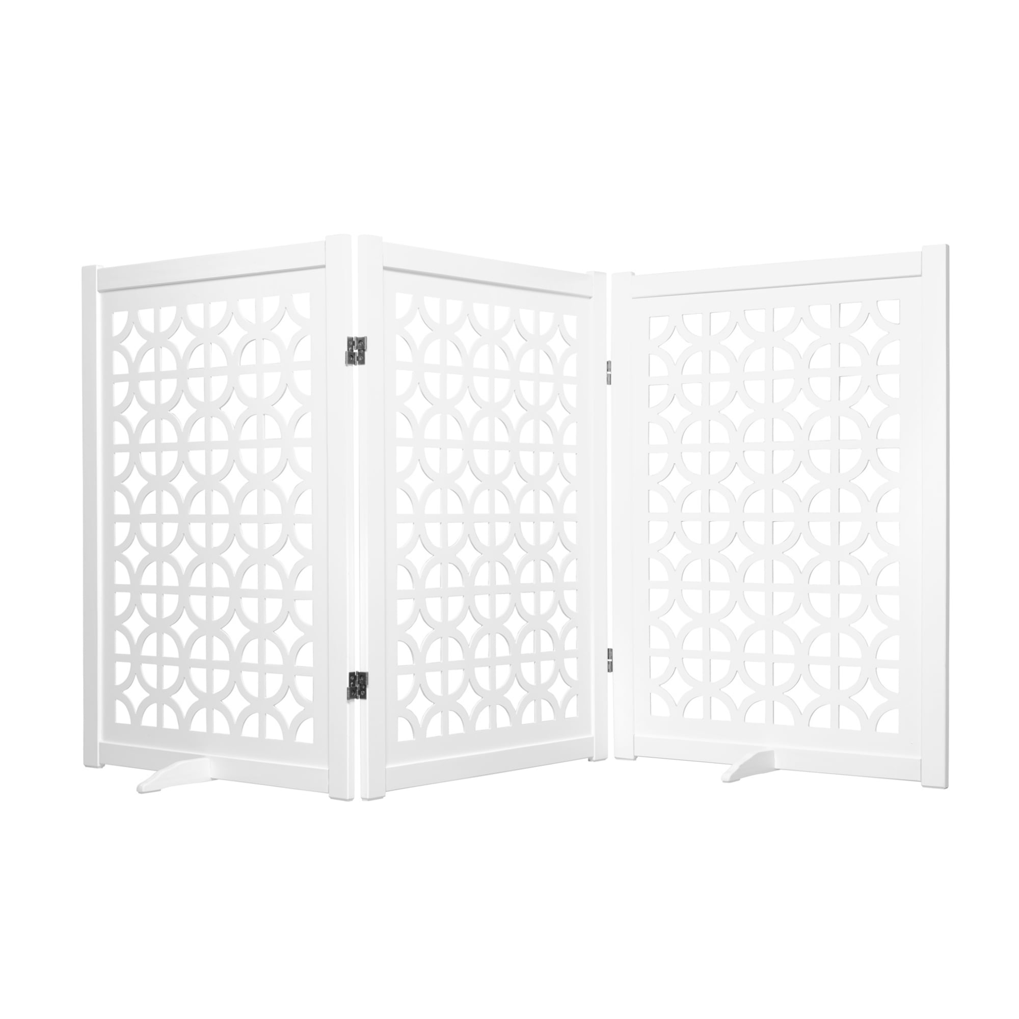 Palm Springs White Solid Wood Freestanding Pet Gate