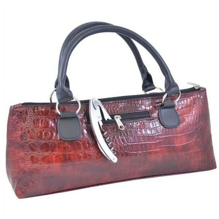 Primeware 3022 BU Wine Clutch Croc Insulated Single Bottle Wine Tote Burgundy Walmart