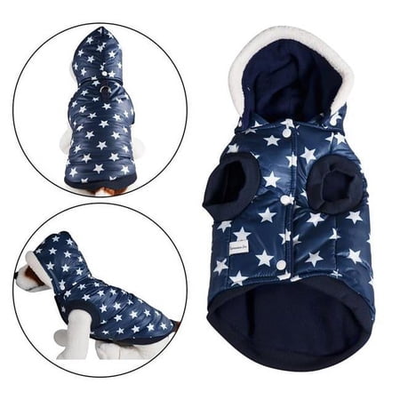 Primeware 6151-XXS Puffer Dog Jacket with Removable Hood, Navy Blue - 2XS