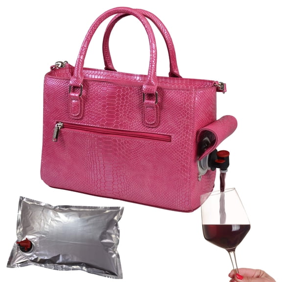 Primeware Insulated Drink Purse w/ 3L Bladder Bag | Thermal Hot and Cold Storage | Portable Drinking Dispenser for Wine, Cocktails, Beer, Alcohol | PU Leather Finish