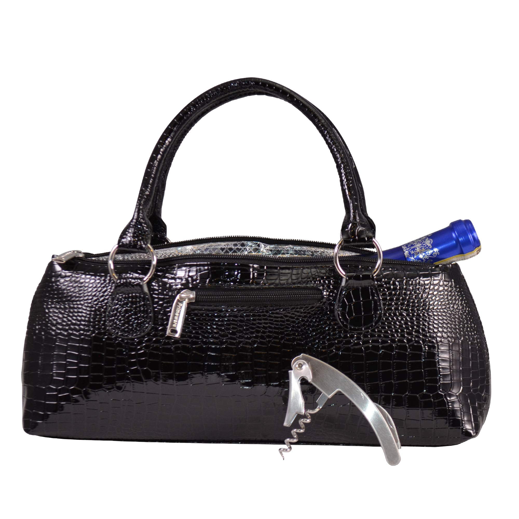 Insulated Cork Wine Clutch Tote - Thermal Bag For Wine Bottle, Includes Corkscrew, Zippered Pocket - View #3