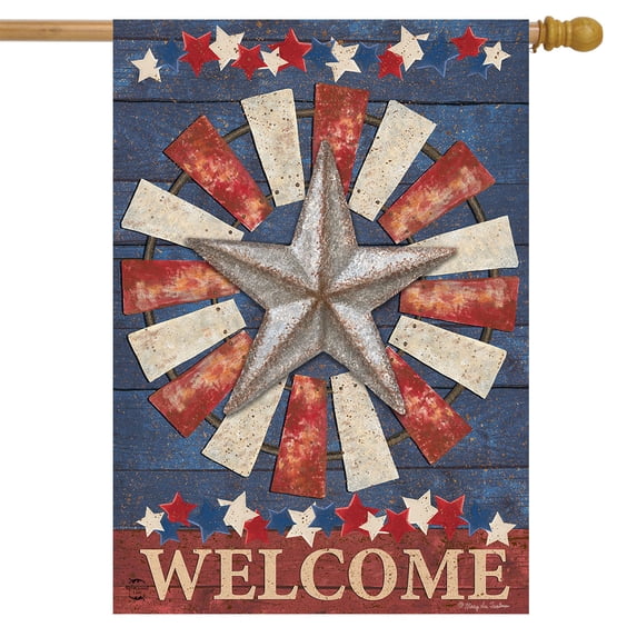 Briarwood Lane Primitive American Barnstar House Flag