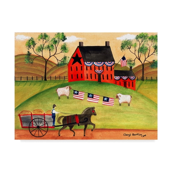 Primitive Americana Sheep' Canvas Art by Cheryl Bartley