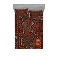 thumbnail image 1 of Ambesonne Tribal Fitted Sheet & Pillow Sham Set, Aboriginal Cave, Queen, Orange and Black, 1 of 3